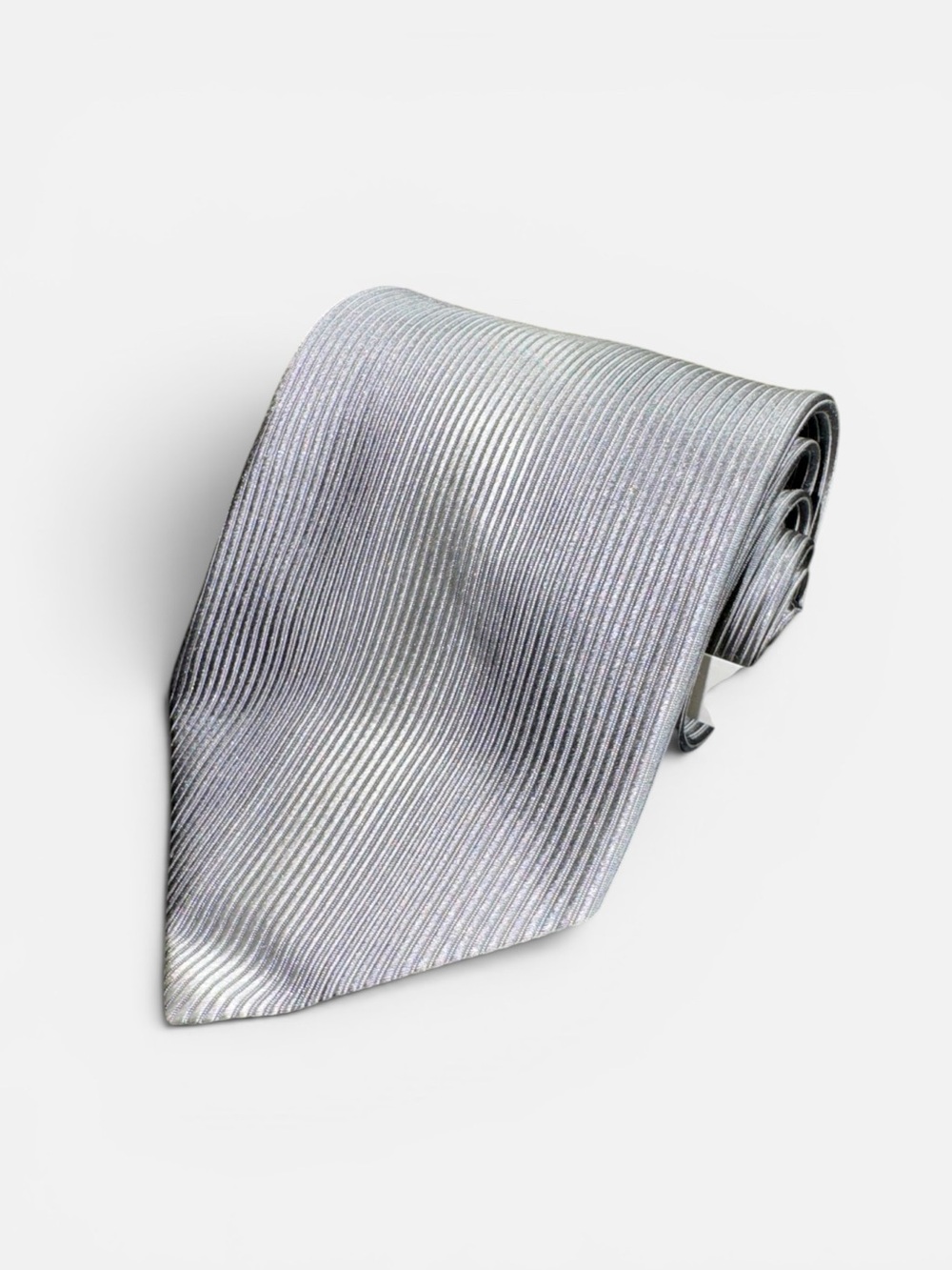 NEW Hubert Milano mens silver textured 100% silk luxury neck tie NWT